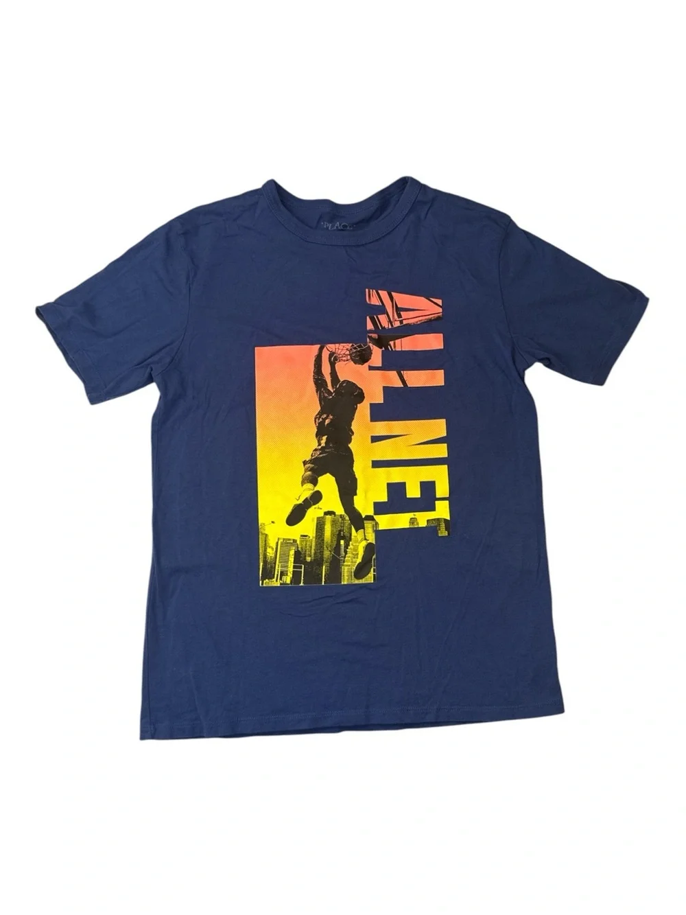 The Children’s Place Boys Navy Cotton T-Shirt Basketball Graphic Size Large